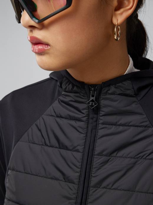 Women J.Lindeberg Black Keisha Hybrid Hooded Jacket Clothing 8R622858