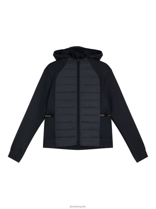 Women J.Lindeberg Black Keisha Hybrid Hooded Jacket Clothing 8R622858