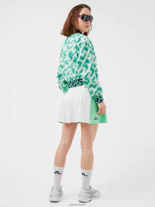 Women J.Lindeberg Green 3D Bridge Monogram Audrey Golf Jacket Clothing 8R622859