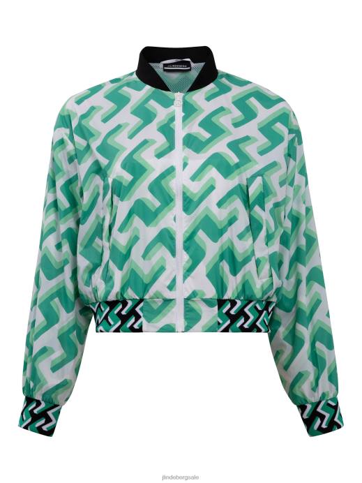Women J.Lindeberg Green 3D Bridge Monogram Audrey Golf Jacket Clothing 8R622859