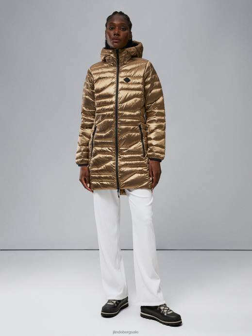 Women J.Lindeberg Tiger Brown Cliff Light Down Parka Clothing 8R622852