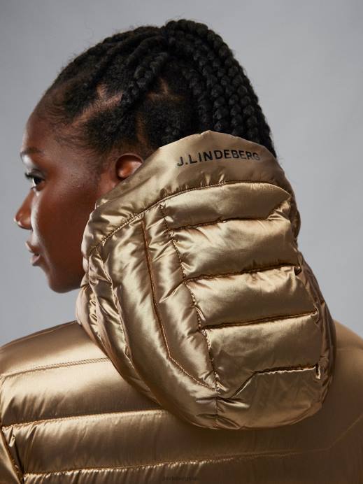 Women J.Lindeberg Tiger Brown Cliff Light Down Parka Clothing 8R622852