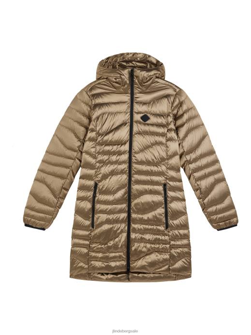 Women J.Lindeberg Tiger Brown Cliff Light Down Parka Clothing 8R622852