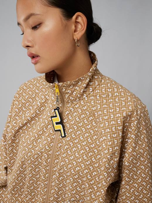 Women J.Lindeberg Tiger Monogram check Anastasia Long Jacket Clothing 8R622846