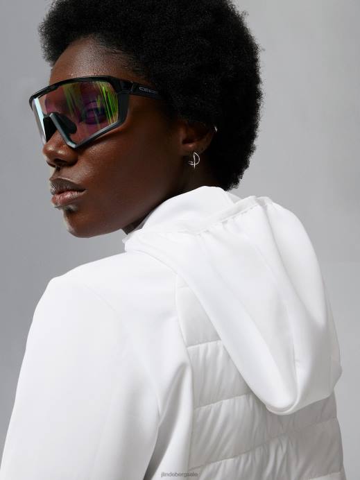 Women J.Lindeberg White Keisha Hybrid Hooded Jacket Clothing 8R622857