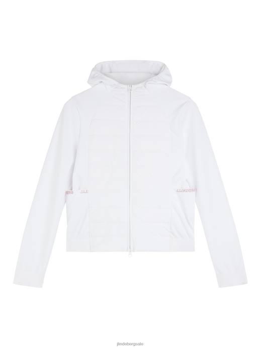 Women J.Lindeberg White Keisha Hybrid Hooded Jacket Clothing 8R622857