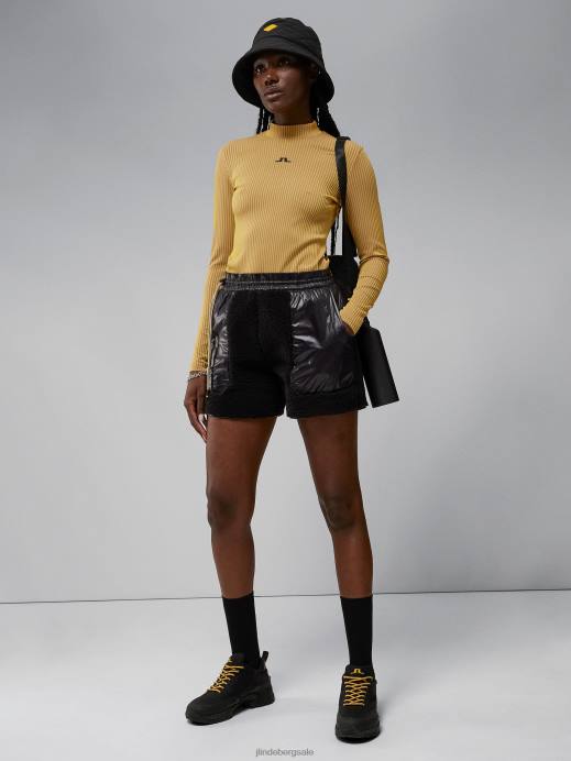 Women J.Lindeberg Black Vega Pile Shorts Clothing 8R622790