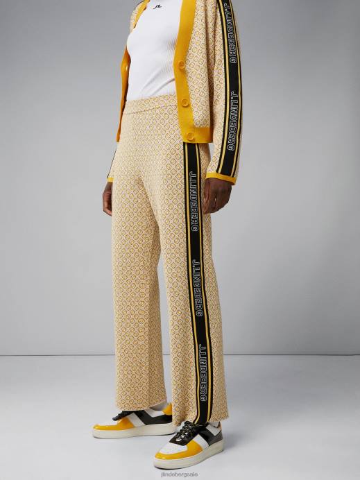 Women J.Lindeberg White Monogram check Wanda Knitted Pant Clothing 8R622787