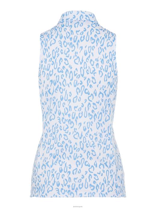 Women J.Lindeberg Animal Blue Print Dena Printed Golf Polo Clothing 8R622646