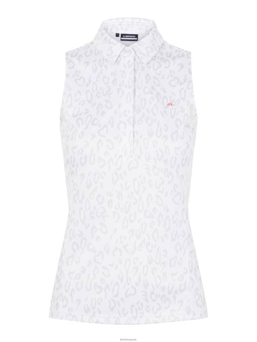 Women J.Lindeberg Animal Grey Print Dena Printed Golf Polo Clothing 8R622647