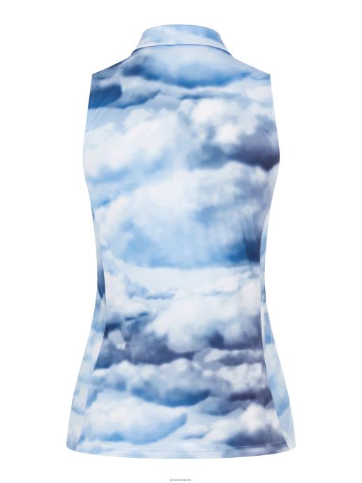 Women J.Lindeberg Cloud Blue Print Dena Printed Golf Polo Clothing 8R622649
