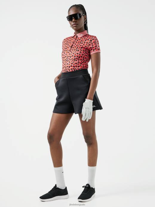 Women J.Lindeberg Faded Rose Animal Tour Tech Print Golf Polo Clothing 8R622620