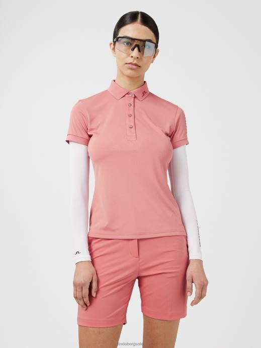 Women J.Lindeberg Faded Rose Tour Tech Golf Polo Clothing 8R622614