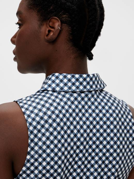 Women J.Lindeberg Gingham Print Dena Printed Golf Polo Clothing 8R622648