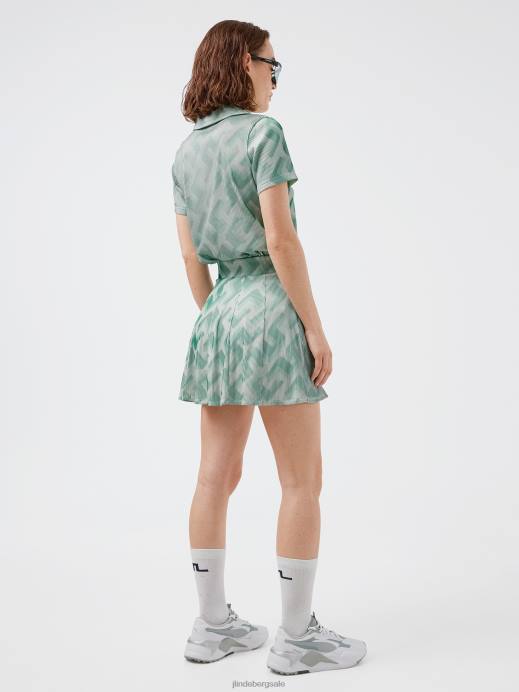 Women J.Lindeberg Green 3D Bridge Monogram Solange 3D Ribbed Golf Polo Clothing 8R622590