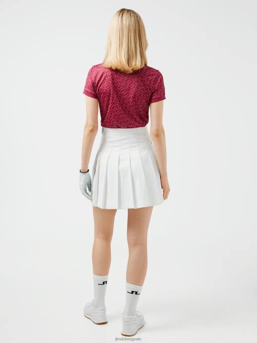 Women J.Lindeberg Hot Pink Bridge Monogram Tour Tech Print Golf Polo Clothing 8R622617