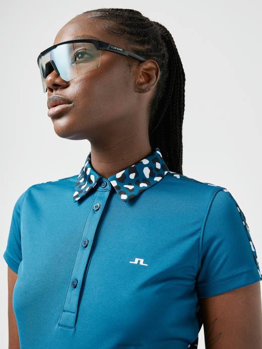 Women J.Lindeberg Moroccan Blue Cara Golf Polo Clothing 8R622601