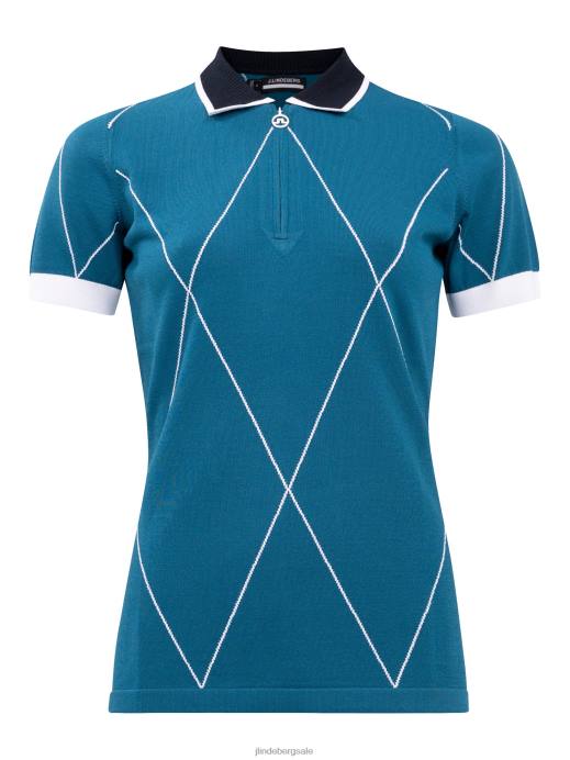Women J.Lindeberg Moroccan Blue Elma Golf Knit Polo Clothing 8R622593