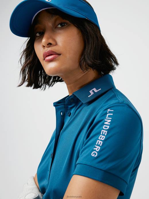 Women J.Lindeberg Moroccan Blue Tour Tech Golf Polo Clothing 8R622615