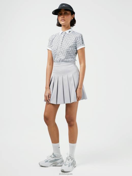 Women J.Lindeberg Navy Bridge Monogram Tour Tech Print Golf Polo Clothing 8R622618