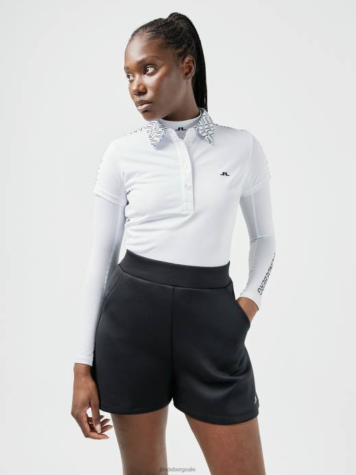 Women J.Lindeberg White Cara Golf Polo Clothing 8R622599