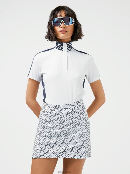 Women J.Lindeberg White Pip Golf Polo Clothing 8R622637