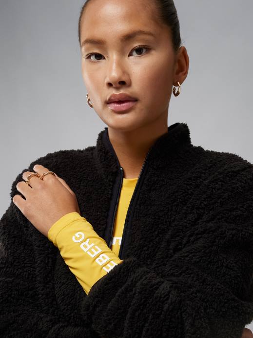 Women J.Lindeberg Black Patricia Pile Fleece Jacket Clothing 8R622814