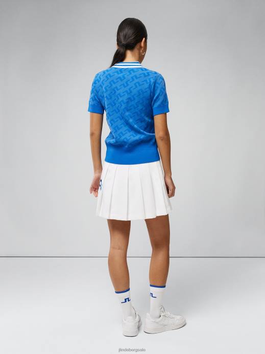 Women J.Lindeberg Blue Jacquard Bridge Monogram Arya Knitted Polo Clothing 8R622825