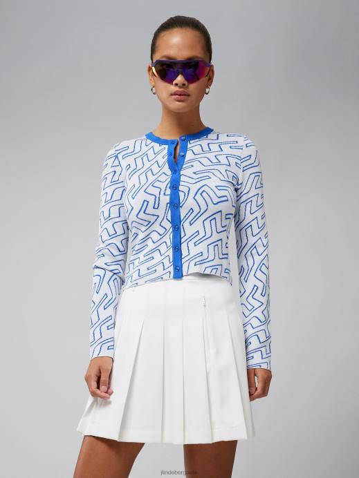 Women J.Lindeberg Bridge Swirl Nautical Blue Odessa Cardigan Clothing 8R622830