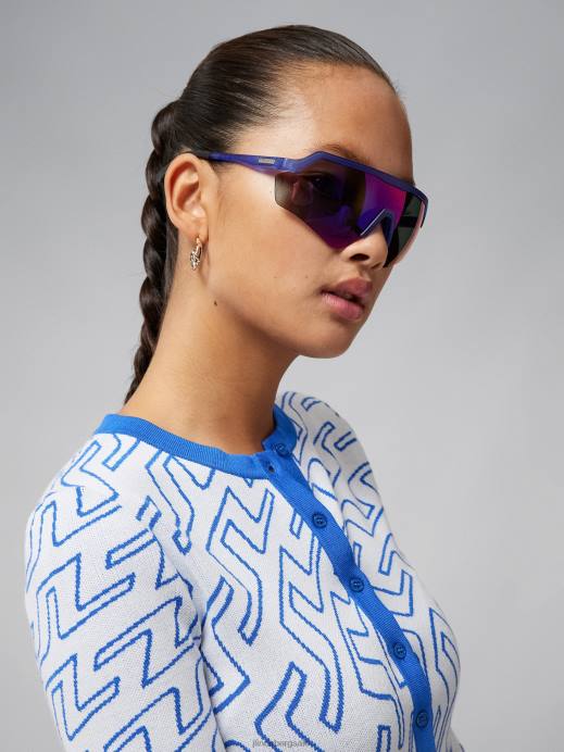 Women J.Lindeberg Bridge Swirl Nautical Blue Odessa Cardigan Clothing 8R622830