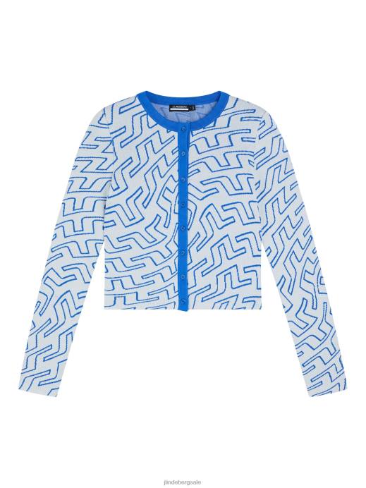 Women J.Lindeberg Bridge Swirl Nautical Blue Odessa Cardigan Clothing 8R622830
