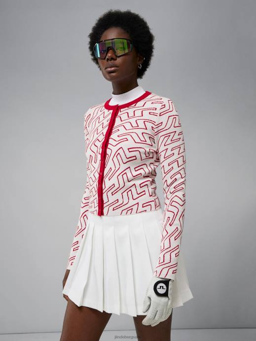 Women J.Lindeberg Bridge Swirl White Odessa Cardigan Clothing 8R622829