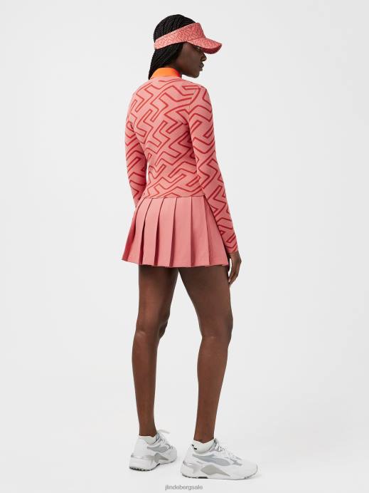 Women J.Lindeberg Faded Rose Bridge Monogram Odessa Golf Cardigan Clothing 8R622833