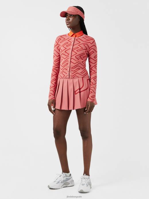 Women J.Lindeberg Faded Rose Bridge Monogram Odessa Golf Cardigan Clothing 8R622833