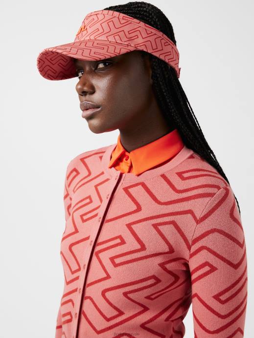 Women J.Lindeberg Faded Rose Bridge Monogram Odessa Golf Cardigan Clothing 8R622833