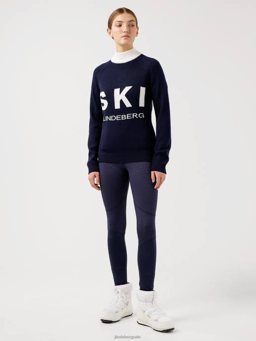 Women J.Lindeberg Navy Ada Knitted Ski Sweater Clothing 8R622839