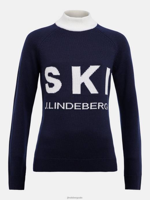 Women J.Lindeberg Navy Ada Knitted Ski Sweater Clothing 8R622839