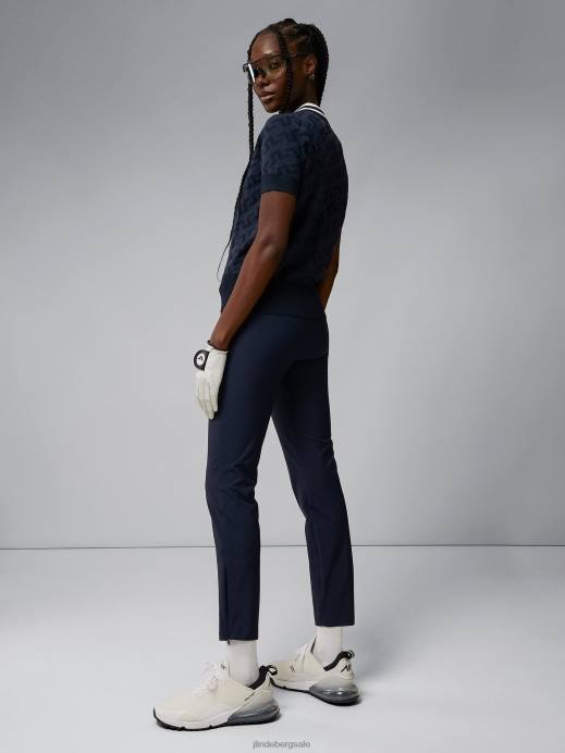 Women J.Lindeberg Navy Jacquard Bridge Monogram Arya Knitted Polo Clothing 8R622827