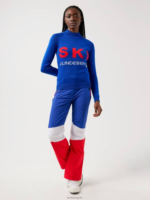 Women J.Lindeberg Spectrum Blue Ada Knitted Ski Sweater Clothing 8R622838