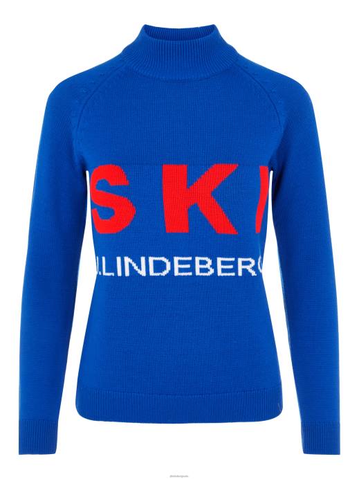 Women J.Lindeberg Spectrum Blue Ada Knitted Ski Sweater Clothing 8R622838