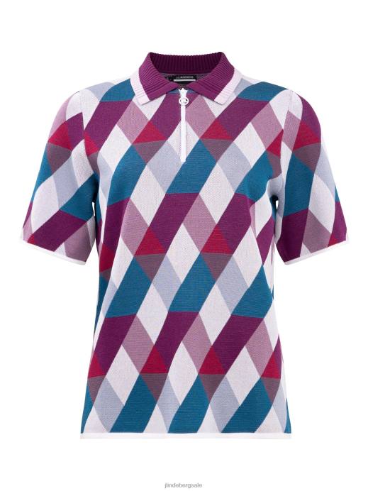 Women J.Lindeberg White Argyle Anais Golf Knit Sweater Clothing 8R622831