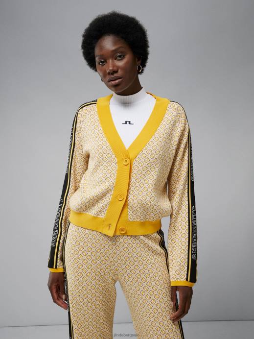 Women J.Lindeberg White Monogram check Wendy Cardigan Clothing 8R622821