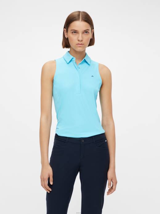 Women J.Lindeberg Beach Blue Dena Sleeveless Golf Top Clothing 8R622650