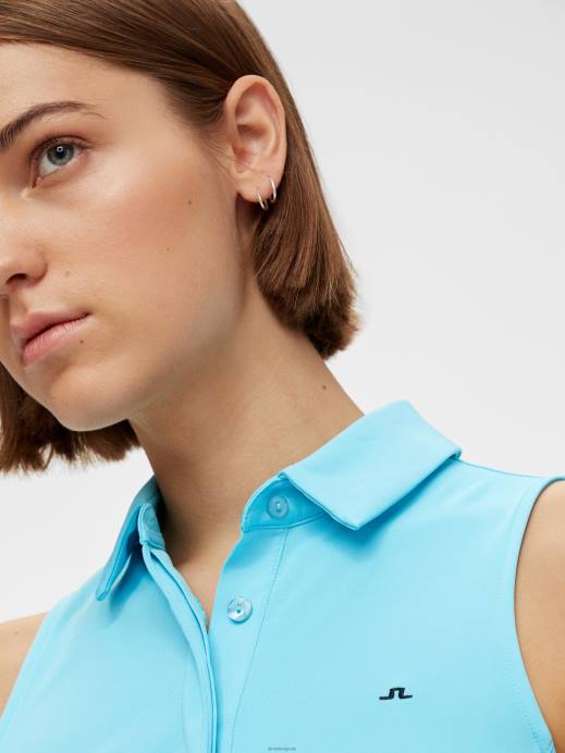 Women J.Lindeberg Beach Blue Dena Sleeveless Golf Top Clothing 8R622650
