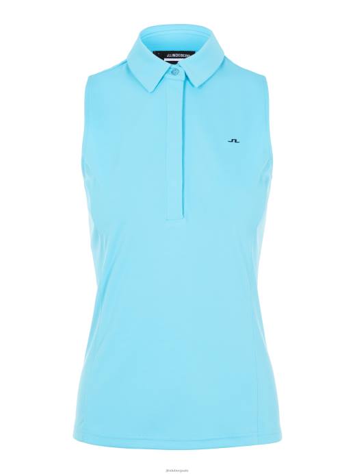 Women J.Lindeberg Beach Blue Dena Sleeveless Golf Top Clothing 8R622650