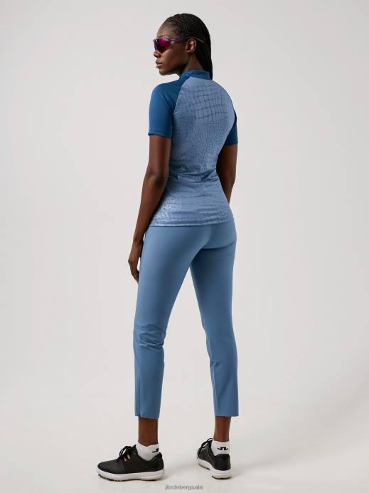 Women J.Lindeberg Captains Blue Croco Zelda Golf Top Clothing 8R622645