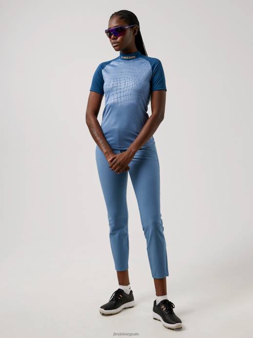 Women J.Lindeberg Captains Blue Croco Zelda Golf Top Clothing 8R622645