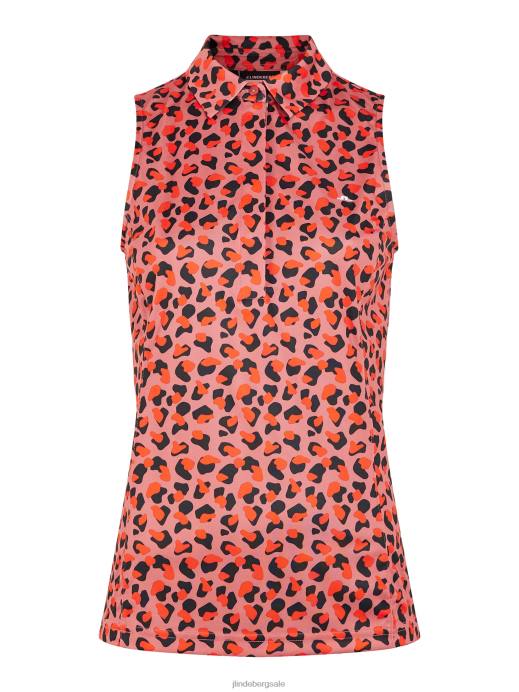 Women J.Lindeberg Faded Rose Animal Dena Print Sleeveless Golf Top Clothing 8R622622