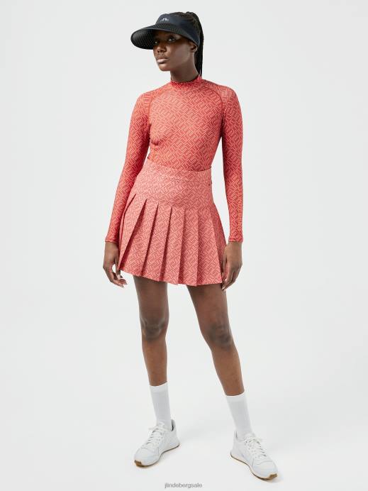 Women J.Lindeberg Faded Rose Bridge Monogram Asa Print Compression Top Clothing 8R622630