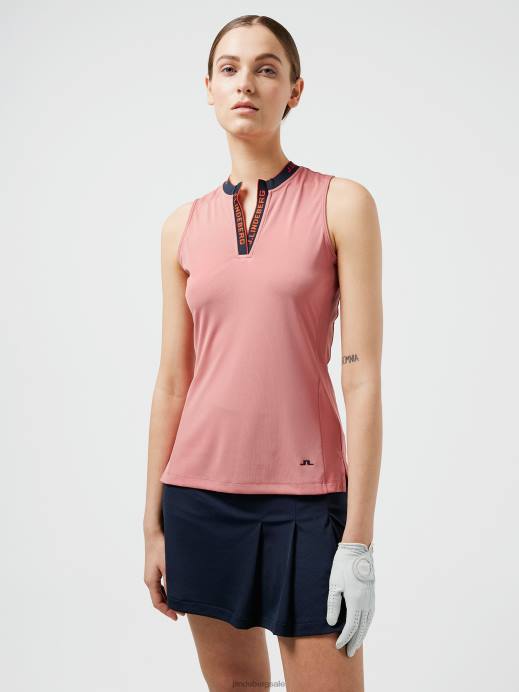 Women J.Lindeberg Faded Rose Leya Sleeveless Golf Top Clothing 8R622631
